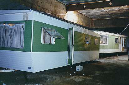 Caravans in hold close-up