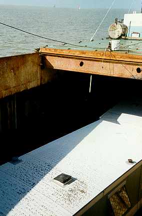 Caravan roof in hold from deck