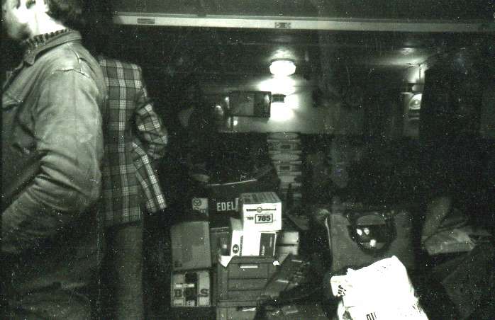 Supplies aboard down below