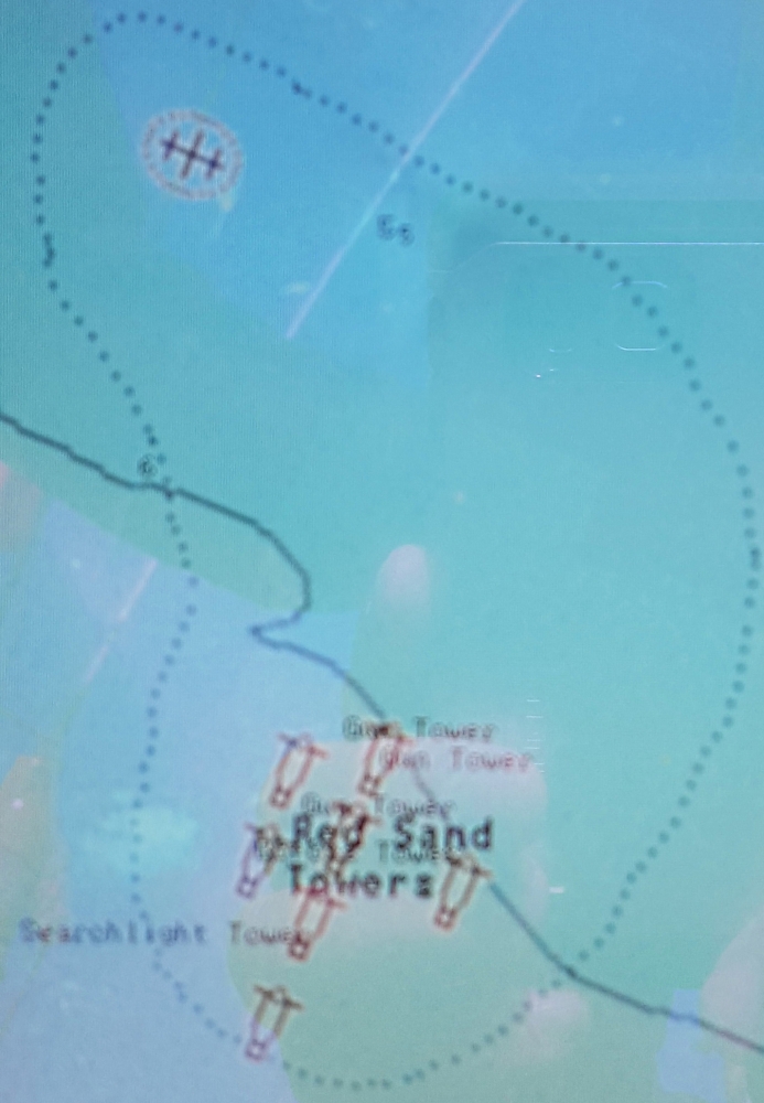 Echosounder image of wreckage off Red Sands Fort