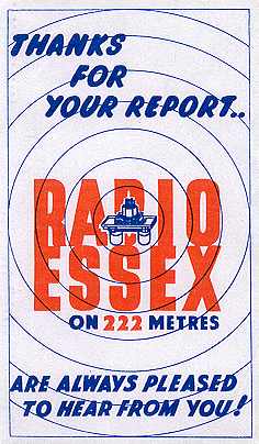 Radio Essex 222 QSL Card