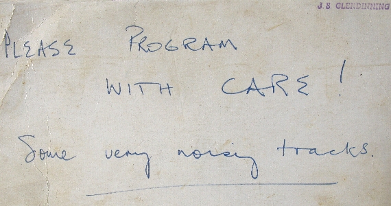 John's warning note on LP sleeve