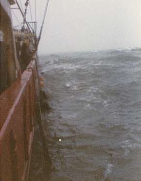 Starboard view of rough sea