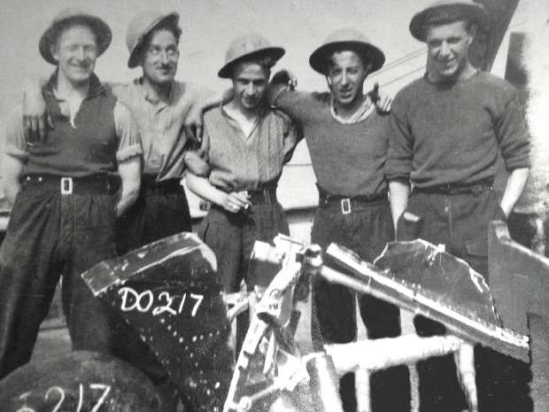 Fort crew & plane wreckage