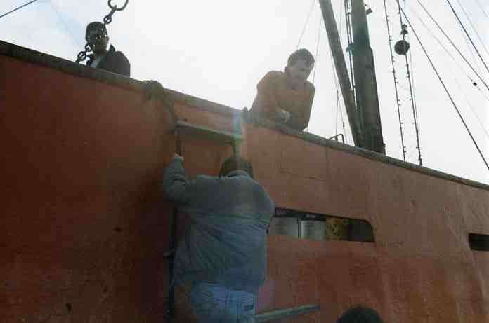 Kevin climbs aboard