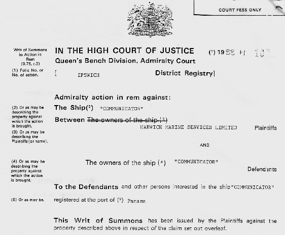 1988 Writ on Bridge of Communicator