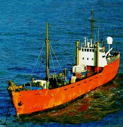 MV Communicator in 1983 from above