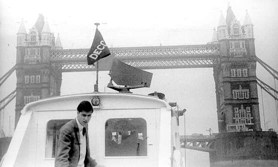 Decca radar vessel approaches Tower Bridge london