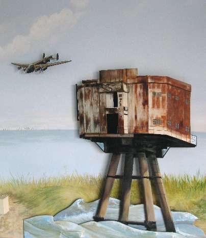 Depicting WWII Fort, Dam Busters and Windfarm