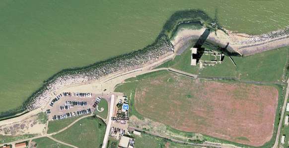 Reculver towers and site from above