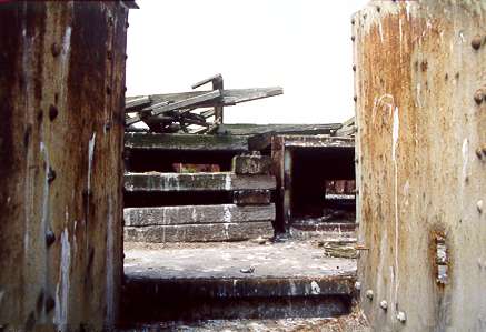 Looking up to roof of Bofors Tower