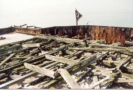 Close up of roof top debris on Bofors Tower
