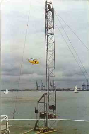 Sea King rescue helicopter through LV18 arial mast