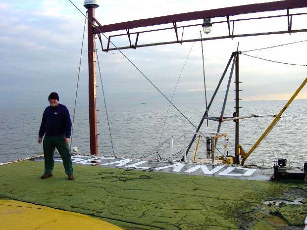 Bofors gun deck now heli pad