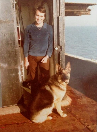 Michael Bates with German Shepherd