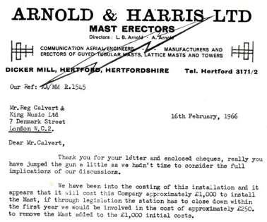 Arnold & Harris Mast Quotation