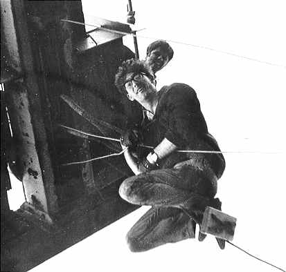 Engineer Tony Pine on hoist