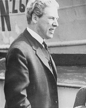 Reg Calvert alongside Radio London's MV Galaxy