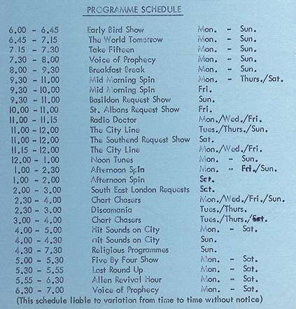 Radio City programme schedule
