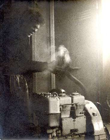 Dick Dixon douses the generator fire