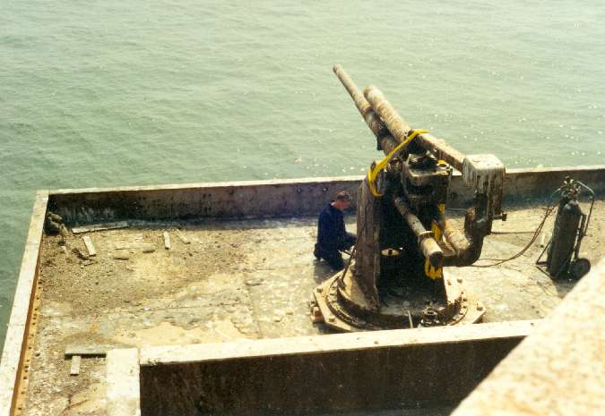 Royal Engineer cutting 3.7" Gun bolts