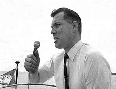 Maurice Tarling takes the microphone on deck