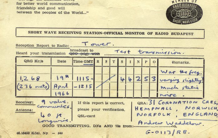 Tower reception report